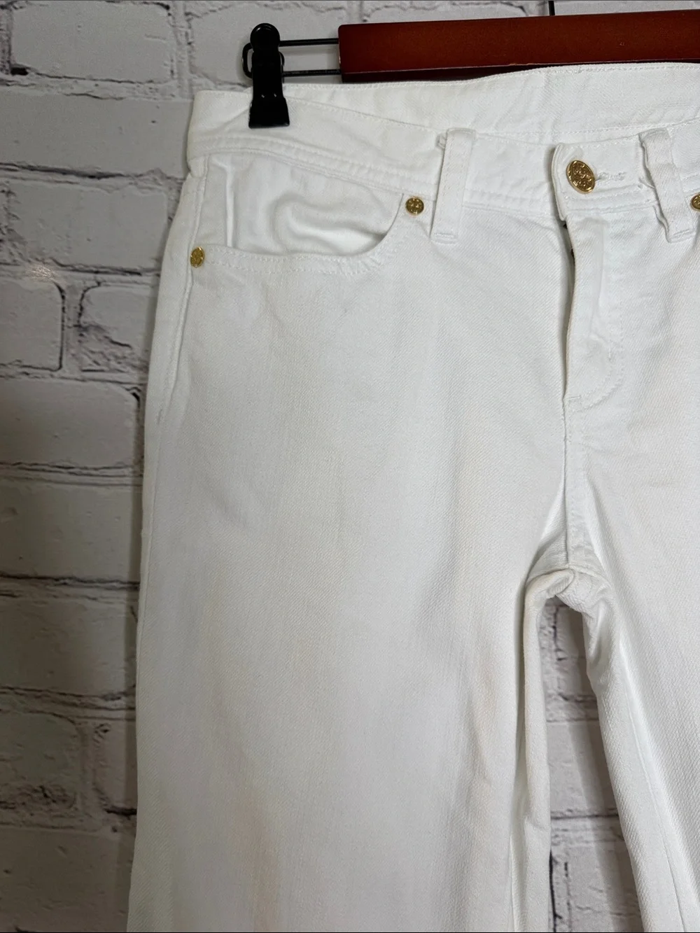 Tory Burch White Distressed Bootcut Jeans Size 27 Excellent Condition